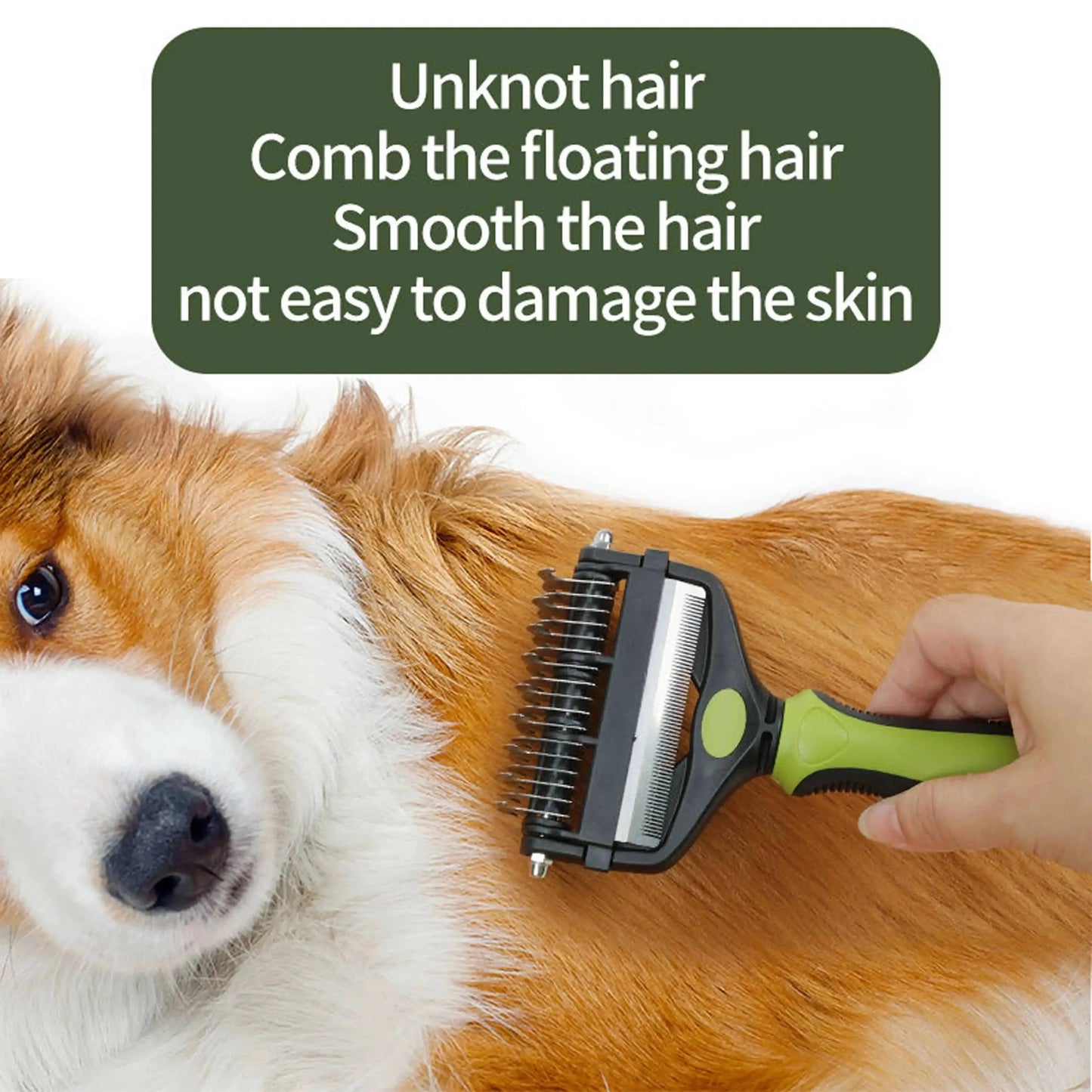 3-in-1 Pet De-shedding Brush – Dog & Cat Hair Remover, Detangling Comb and Fur Grooming Tool