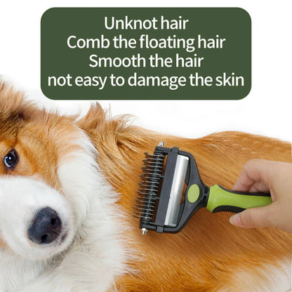 3-in-1 Pet De-shedding Brush – Dog & Cat Hair Remover, Detangling Comb and Fur Grooming Tool