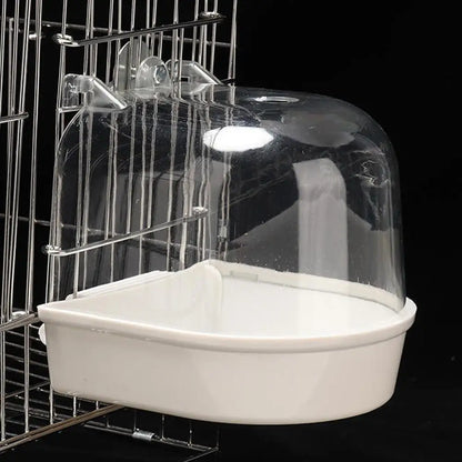 Clear Hanging Bird Bath for Cages – Transparent Bathtub for Parakeets, Budgies, Canaries & Cockatiels