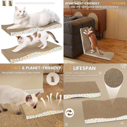 Large Wide Corrugated Cat Scratching Board – Premium Double-Sided Scratch Pad with Catnip for Indoor Cats & Kittens