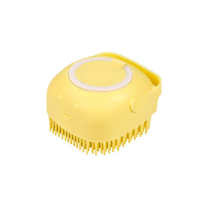 Dog Bathing Brush with Shampoo Dispenser – Soft Silicone Massage Grooming Brush for Dogs & Cats