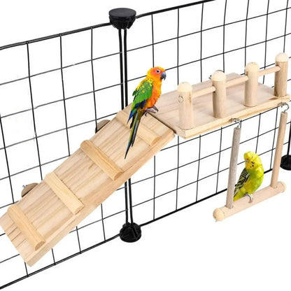 Natural Wooden Bird Perch Platform – Durable Exercise & Play Stand for Parrots, Parakeets & Other Pet Birds
