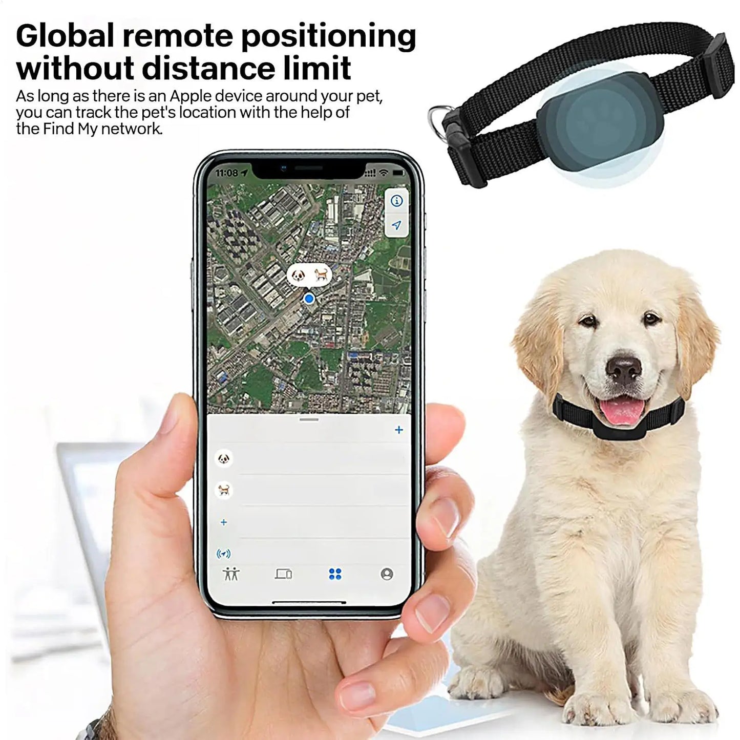 Smart Small Dog, Cat Tracker Collar – iOS Compatible Multifunctional Pet Tracking Collar for Small Dogs Cats & Kittens