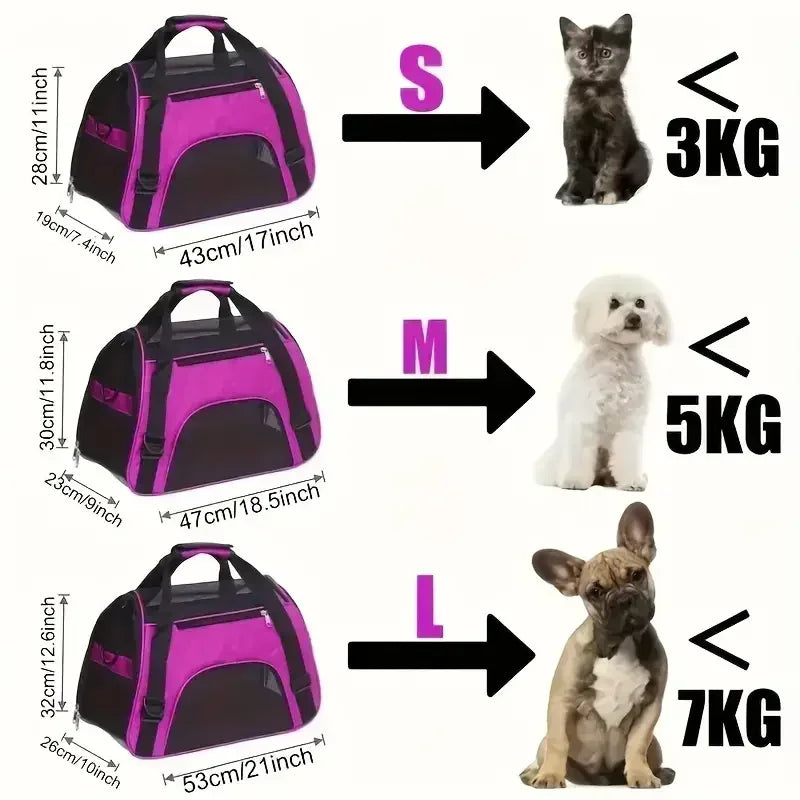 Portable Mesh Pet Carrier Bag – Breathable Foldable Travel Handbag for Cats & Small Dogs