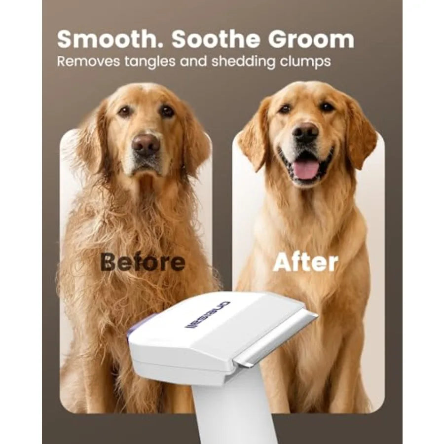 Dog Grooming Vacuum Kit – 15000Pa Pet Hair Grooming System with Shedding Brush, Low-Noise Suction & 1.5L Dust Cup for Thick Coats and Undercoats