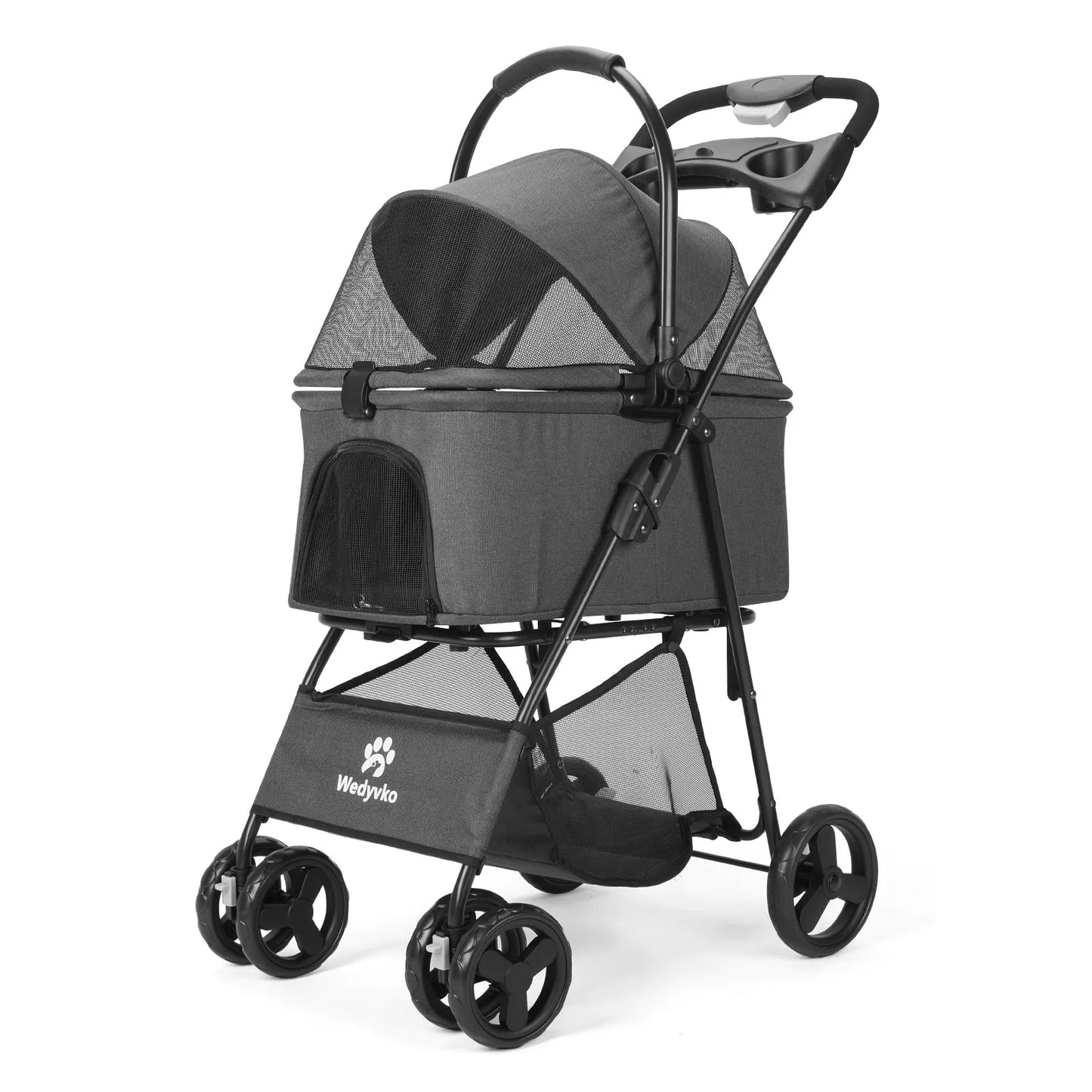 3-in-1 Pet Stroller with Removable Carrier – Foldable All-Terrain Stroller with Sunshade for Small & Medium Dogs and Cats