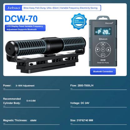 Jebao Jecod DCW Series Bluetooth Cross-Flow Aquarium Pump – App-Controlled DC Water Circulation Pump for Marine & Freshwater Fish Tanks