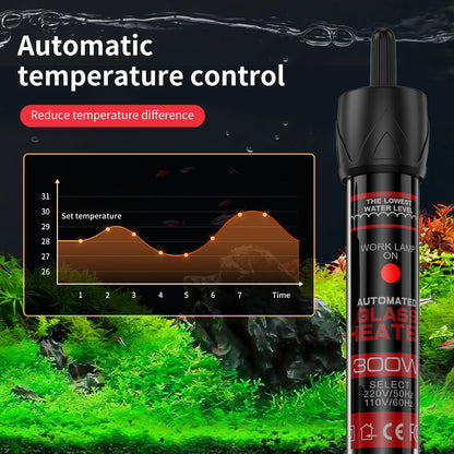Adjustable Aquarium Heater Rod 25W–300W – Submersible Thermostat Water Heater for Fish Tanks (110V–220V)