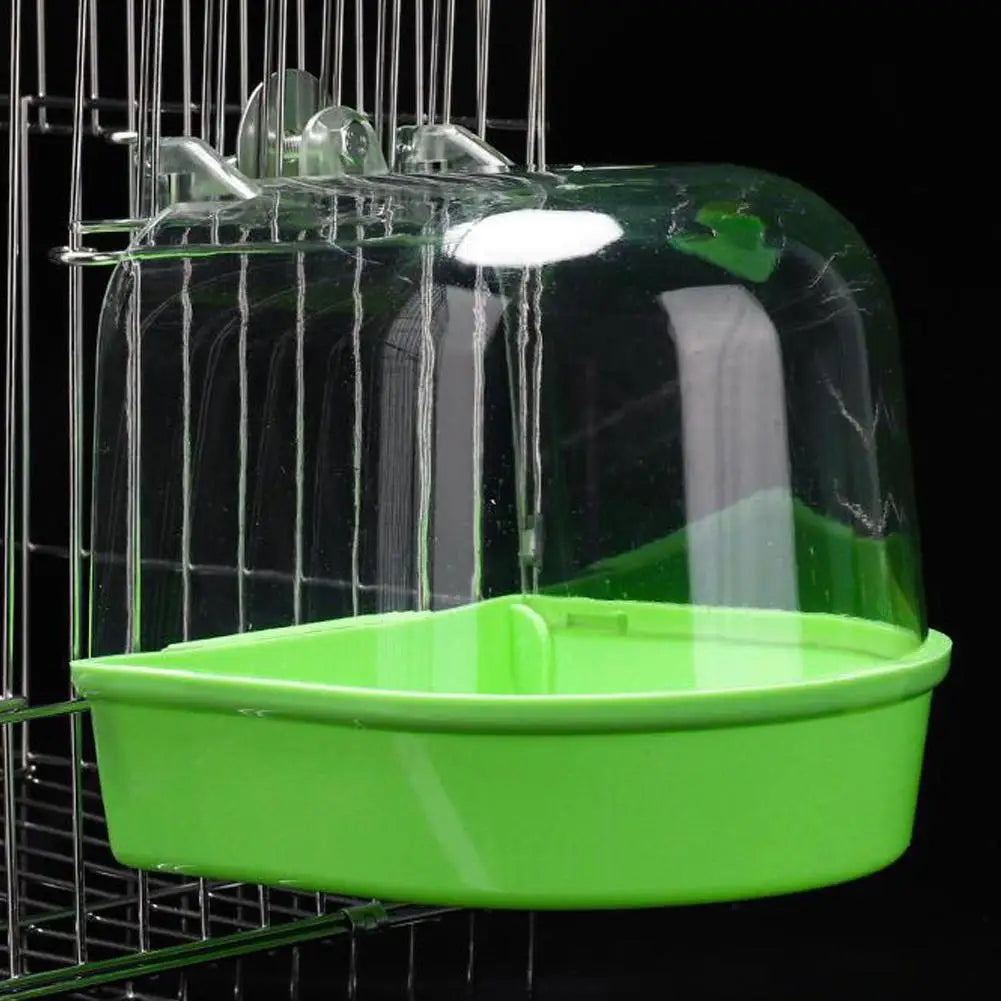 Clear Hanging Bird Bath for Cages – Transparent Bathtub for Parakeets, Budgies, Canaries & Cockatiels