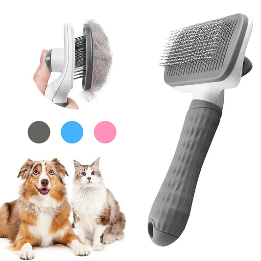 Self-Cleaning Slicker Brush for Dogs & Cats – Pet Hair Removal and Grooming Comb