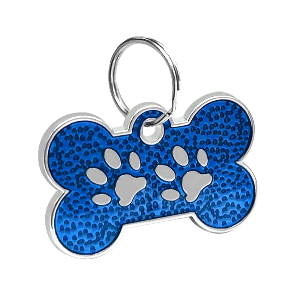 Custom Engraved Paw Print Pet ID Tag – Bling Name Tag for Dogs, Cats & Kittens