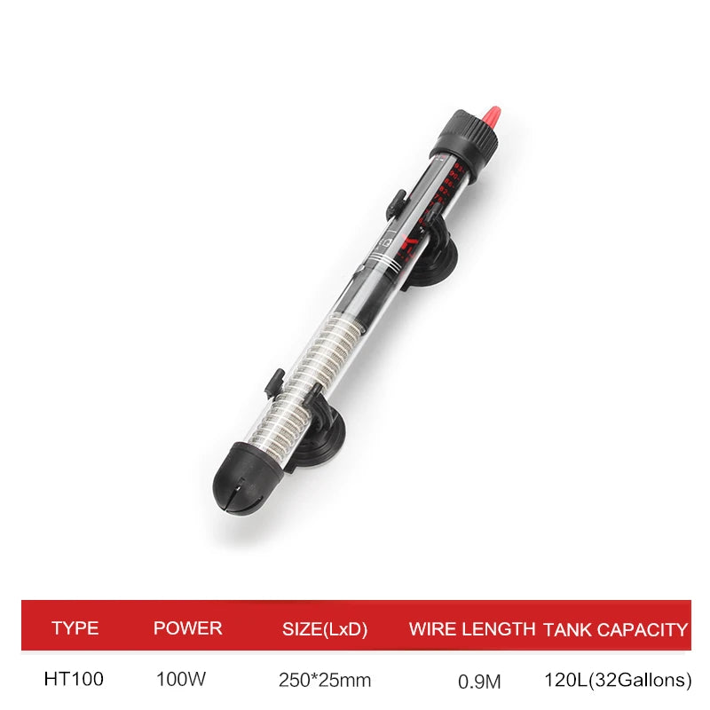 Adjustable Aquarium Heater – 25W/50W/100W/200W/300W Submersible Fish Tank Thermostat Heating Rod for Freshwater & Marine Aquariums