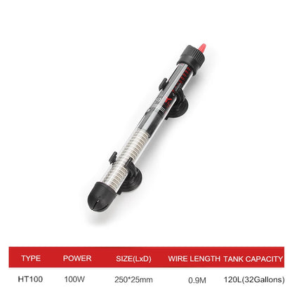 Adjustable Aquarium Heater – 25W/50W/100W/200W/300W Submersible Fish Tank Thermostat Heating Rod for Freshwater & Marine Aquariums