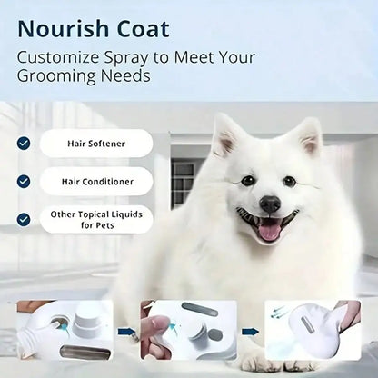 3-in-1 Self-Cleaning Pet Grooming Brush with Mist Function – Rechargeable Anti-Static Slicker Brush for Dogs & Cats, Fur Removal, Detangling & Massage
