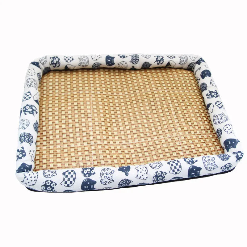 Summer Cat Cooling Sleeping Mat – Breathable Rattan Pet Bed Cushion with Anti-Slip Design for Cats & Small Dogs