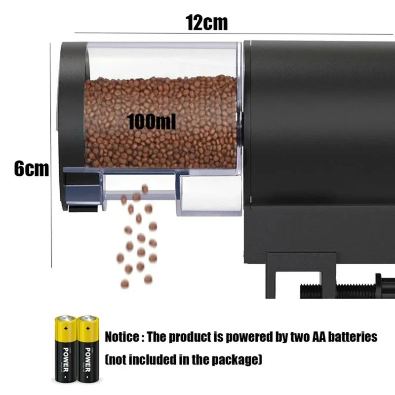 100ml Digital Automatic Fish Feeder – Programmable Timer Food Dispenser, IP66 Waterproof for Aquariums, Ponds & Turtle Tanks