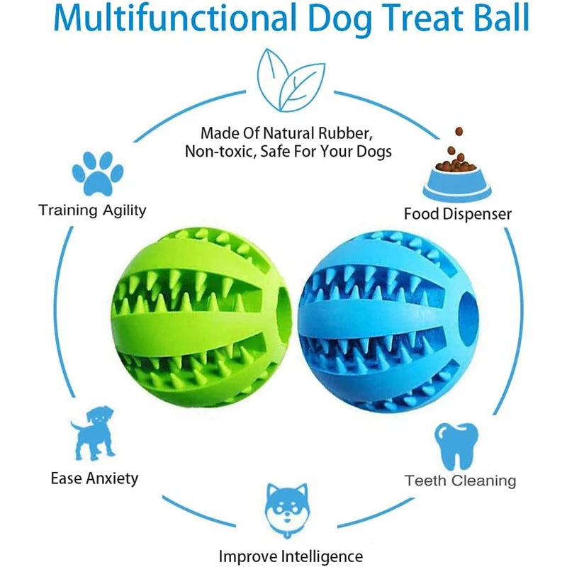Interactive Dog Treat Ball – Rubber Chew Toy, Tooth Cleaning Ball & Food Dispenser for Dogs and Pets