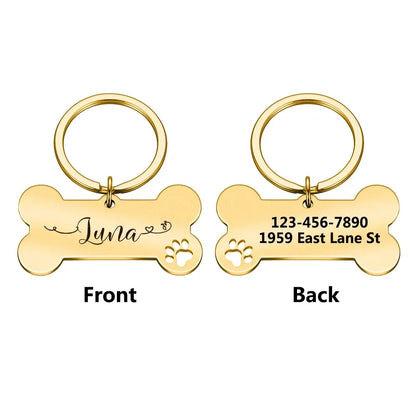 Custom Engraved Dog ID Tag – Personalized Name & Phone Number with Wavy Line Design