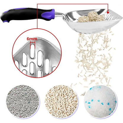 Metal Cat Litter Scoop – Long Handle Mesh Scooper for Fast Waste Removal and Easy Litter Box Cleaning