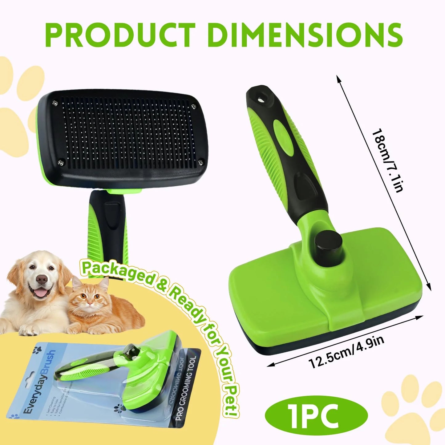 Pet Grooming Brush – Hair Removal, Deshedding & Massage Comb for Dogs, Cats & Puppies