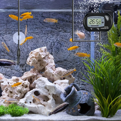 LCD Digital Aquarium Thermometer – Water-Resistant Probe Thermometer for Fish Tanks & Reptile Habitats (2/4/8-Pack)