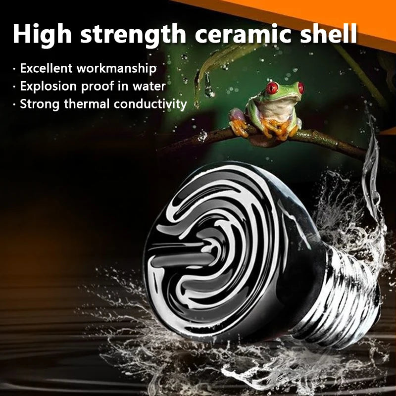 Ceramic Heat Emitter Bulb – 25W/50W/75W Pet Heating Lamp for Reptiles, Chicks & Brooders