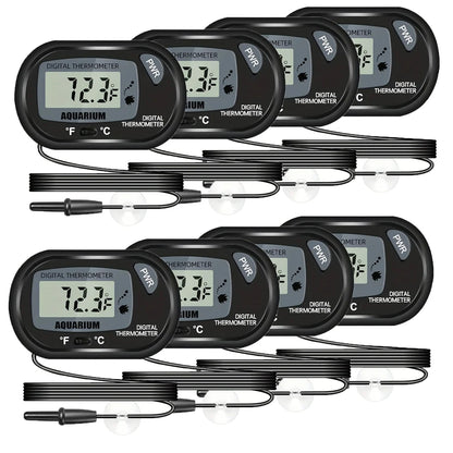 LCD Digital Aquarium Thermometer – Water-Resistant Probe Thermometer for Fish Tanks & Reptile Habitats (2/4/8-Pack)