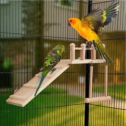 Natural Wooden Bird Perch Platform – Durable Exercise & Play Stand for Parrots, Parakeets & Other Pet Birds