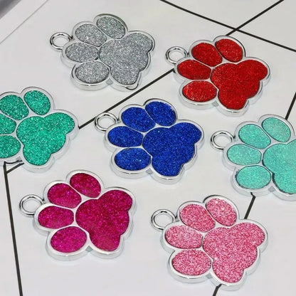 Personalized Pet Name Tag – Engraved Paw Print Collar Pendant for Dogs & Cats