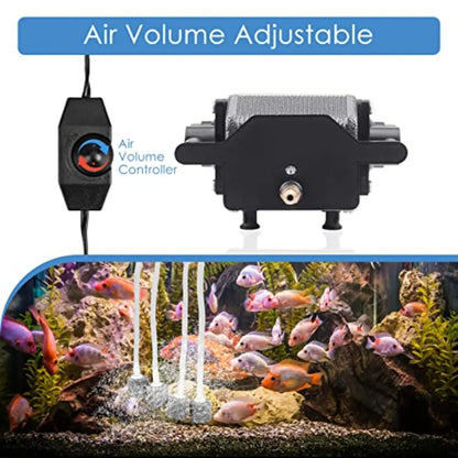 High-Pressure Aquarium Air Pump – Quiet Oxygen Aerator for Fish Tanks, Ponds & Hydroponics (200–475 GPH)