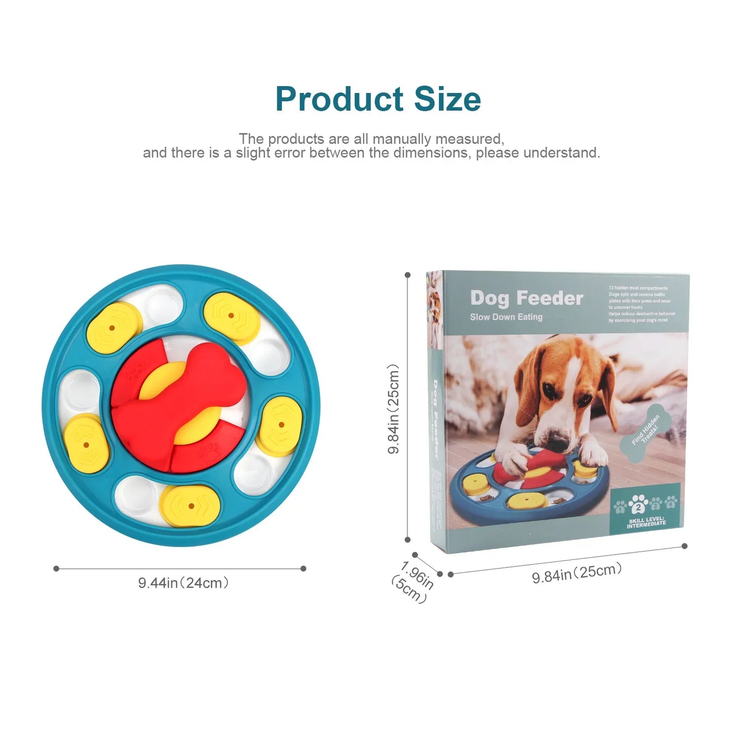Rotating Slow Feeder Dog Bowl – Bite-Resistant Interactive Puzzle Feeder, Training & Educational Chew Toy for Dogs