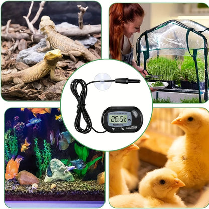 LCD Digital Aquarium Thermometer – Water-Resistant Probe Thermometer for Fish Tanks & Reptile Habitats (2/4/8-Pack)
