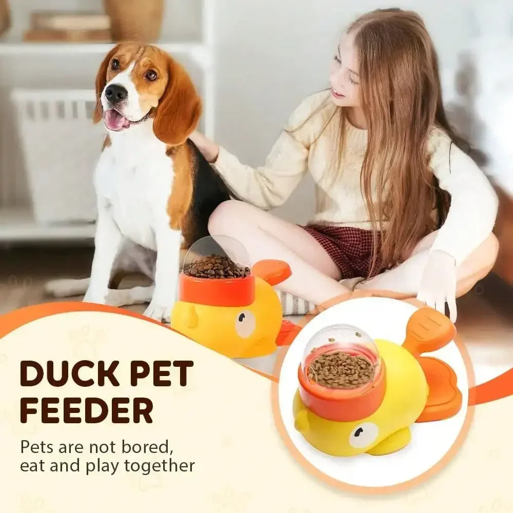 2-in-1 Interactive Dog Slow Feeder Bowl – Duck-Shaped Treat Dispenser & Puzzle Toy for Healthy Eating and Anti-Gulping