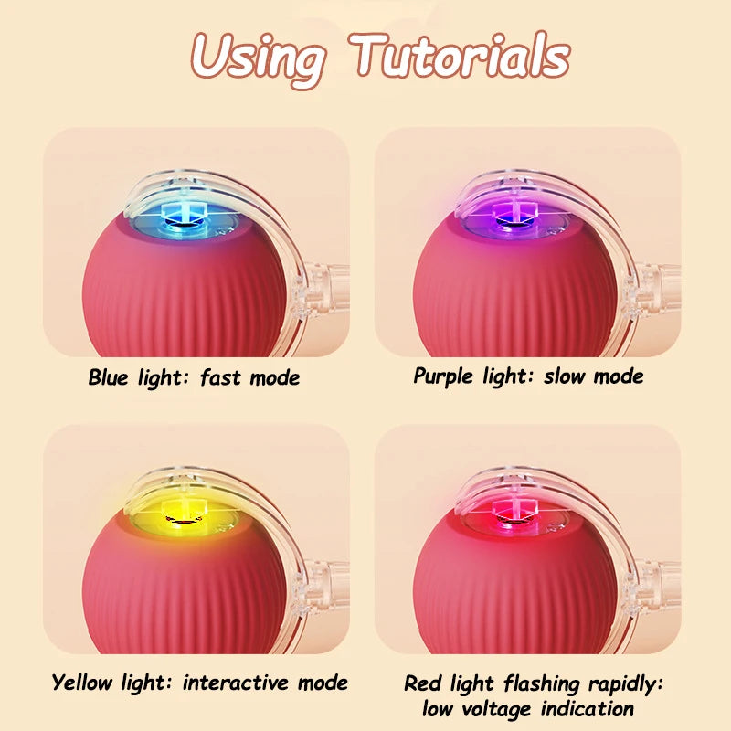 Automatic Rolling Cat Toy Ball – Rechargeable Smart Ball with Faux Tail Mouse Chase Toy for Cats & Small Dogs