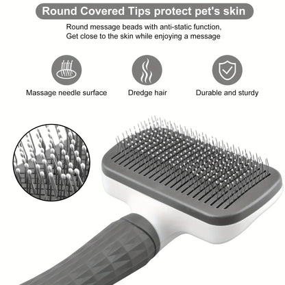 Self-Cleaning Slicker Brush for Dogs & Cats – Pet Hair Removal and Grooming Comb