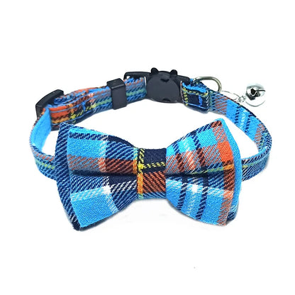 Plaid Breakaway Cat Collar with Bow Tie & Bell – Adjustable Safety Collar for Cats and Kittens