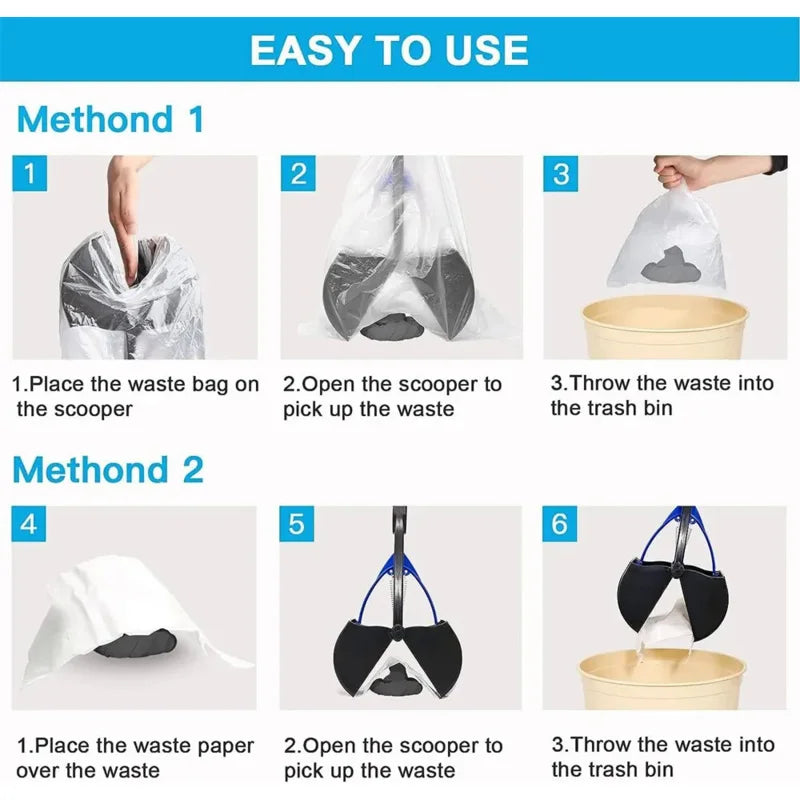 Dog Pooper Scooper – Long Handle Foldable Pet Waste Pickup Tool with Jaw Scoop for Outdoor Cleanup