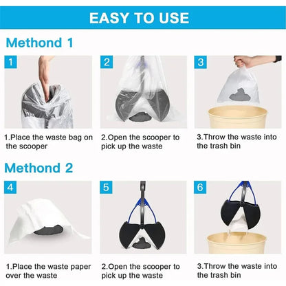 Dog Pooper Scooper – Long Handle Foldable Pet Waste Pickup Tool with Jaw Scoop for Outdoor Cleanup