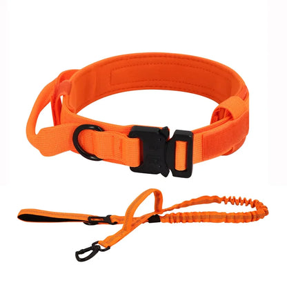 Adjustable Tactical Dog Training Collar & Leash Set – Durable Control Handle for All Breeds