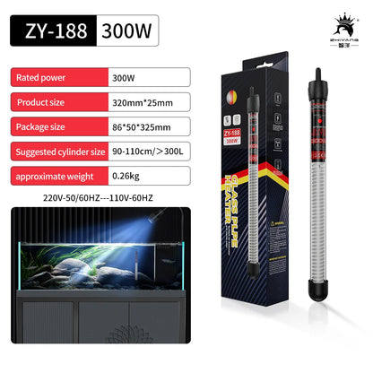 Adjustable Aquarium Heater Rod 25W–300W – Submersible Thermostat Water Heater for Fish Tanks (110V–220V)
