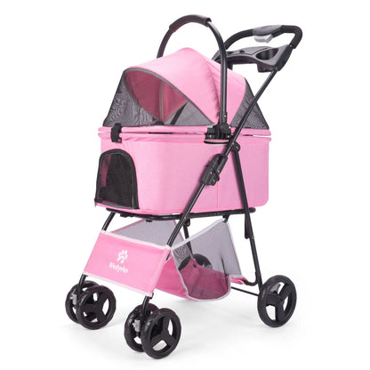3-in-1 Pet Stroller with Removable Carrier – Foldable All-Terrain Stroller with Sunshade for Small & Medium Dogs and Cats