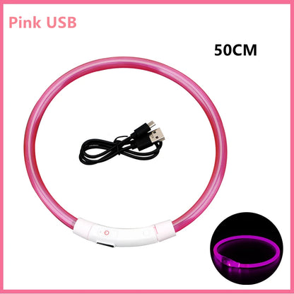USB Rechargeable LED Glowing Dog Collar – Adjustable Light-Up Safety Collar for Small & Large Dogs and Cats