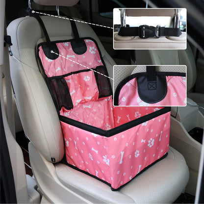 Pet Dog Car Seat with Storage Pockets – Non-Slip Portable Travel Seat Cover for Small & Medium Dogs