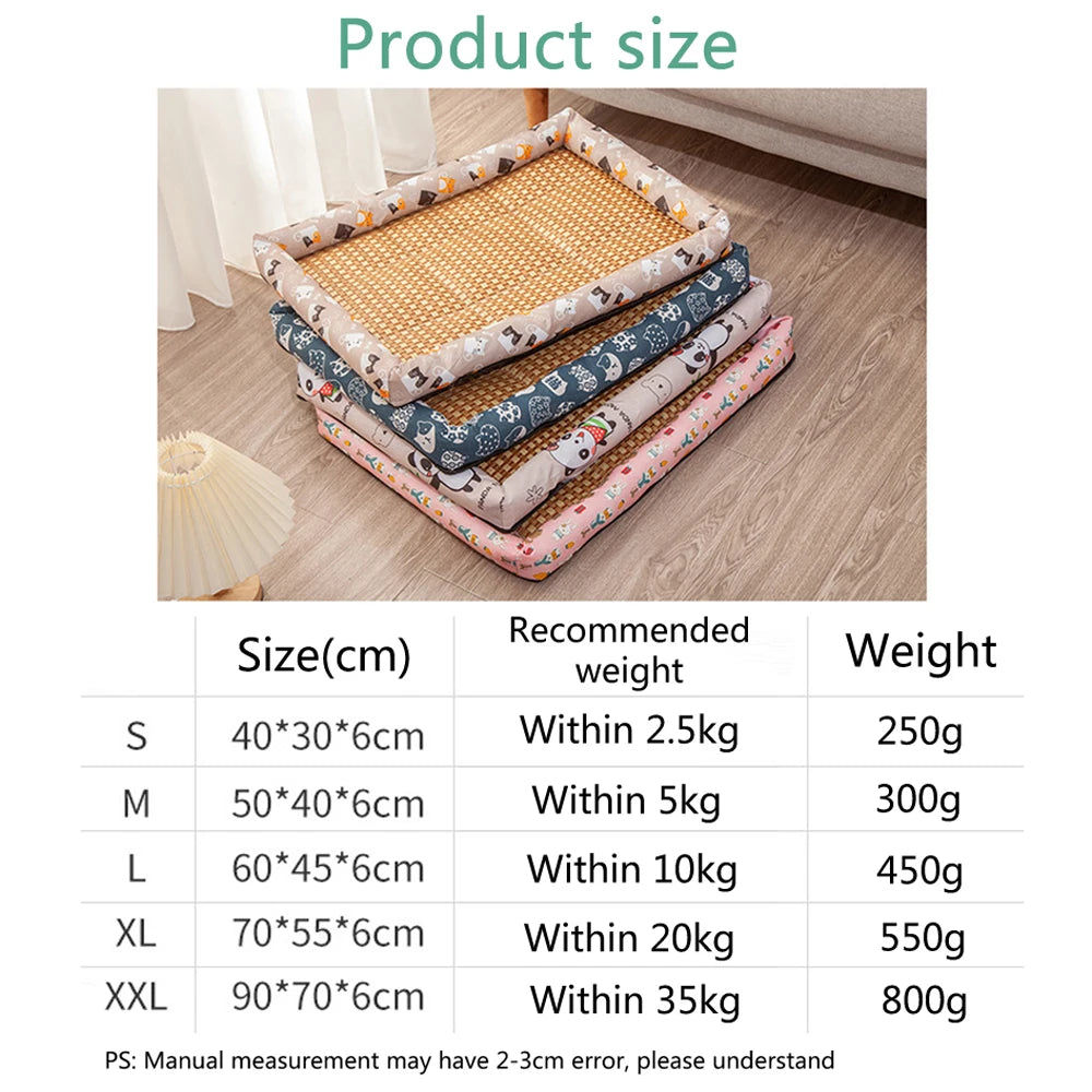 Summer Cat Cooling Sleeping Mat – Breathable Rattan Pet Bed Cushion with Anti-Slip Design for Cats & Small Dogs
