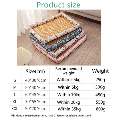 Summer Cat Cooling Sleeping Mat – Breathable Rattan Pet Bed Cushion with Anti-Slip Design for Cats & Small Dogs