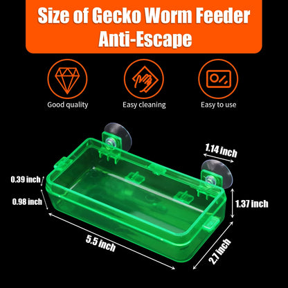 1/2PCS Reptile Feeder Bowl with Suction Cup – Anti-Escape Food & Water Dish for Chameleons, Iguanas, Lizards & Snakes