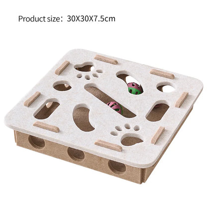 Interactive Cat Puzzle Toy Box – Felt Maze Tunnel with Bell Ball for Indoor Cat Entertainment & Enrichment