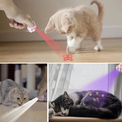 4-In-1 Pet Cats Infrared Teaser Toys Key Chain Lighting Multifunctional Rechargeable Various Patterns Usb Charge Training Toy
