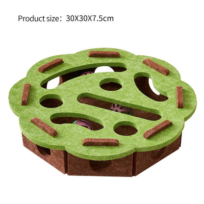 Interactive Cat Puzzle Toy Box – Felt Maze Tunnel with Bell Ball for Indoor Cat Entertainment & Enrichment