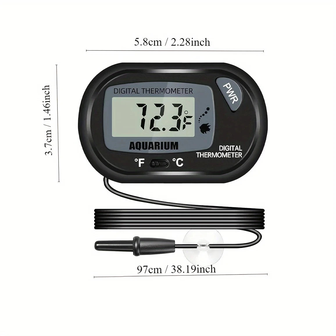 LCD Digital Aquarium Thermometer – Water-Resistant Probe Thermometer for Fish Tanks & Reptile Habitats (2/4/8-Pack)